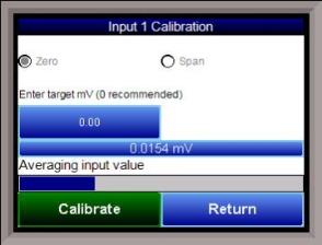 Calibration Screen - Zero Input